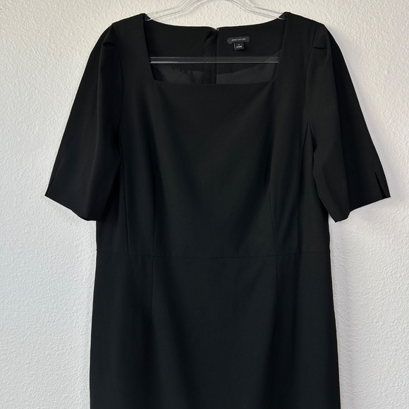 Ann Taylor size 14 square neck sheath dress black knee length career wear - Picture 2 of 10